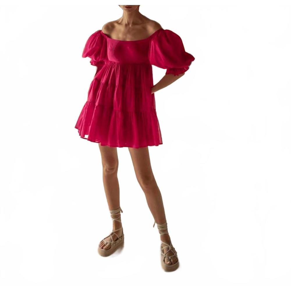 NEW ERIKA PEÑA aja ruffle detail mini dress in fuchsia